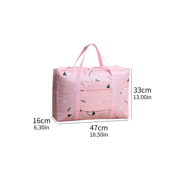 Triangle Pattern Foldable Travel Bag In Pink - Picture 4 of 4